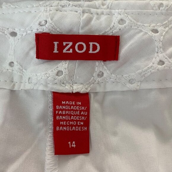 Izod White Eyelet Stretch Shorts with Pockets Women's Size 14 NEW NWT - Picture 6 of 8